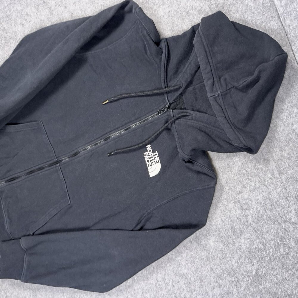 North Face Hoodie Mens Medium Black Spell Out Graphic Full Zip - Picture 13 of 16